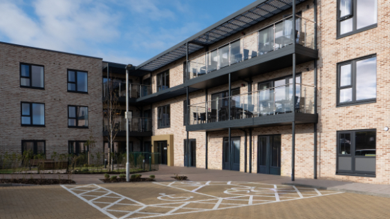 Front of Glencorse Care Home with disabled parking bays