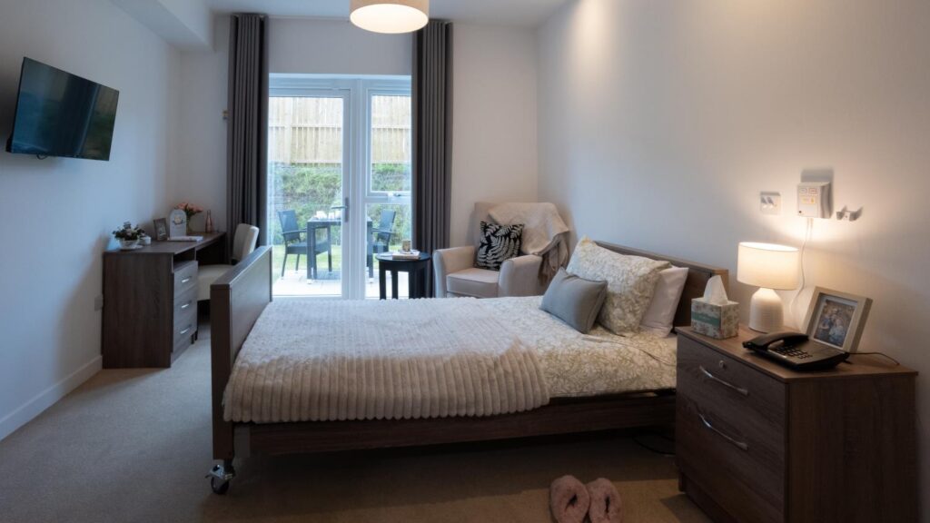 en suite bedroom at glencorse care home